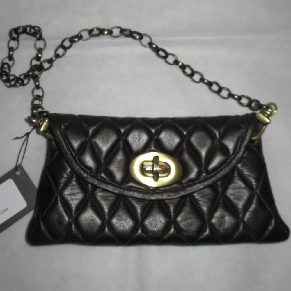 Carla Mancini Black Quilted Leather Clutch - Picture 2 of 10